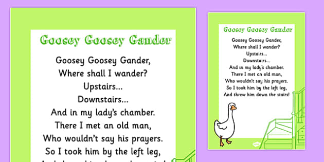 FREE! - Goosey Goosey Gander Nursery Rhyme Poster - Twinkl