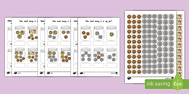 how much money is in my jar nz money worksheets