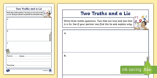 Two Truths and a Lie Write your own Template Twinkl