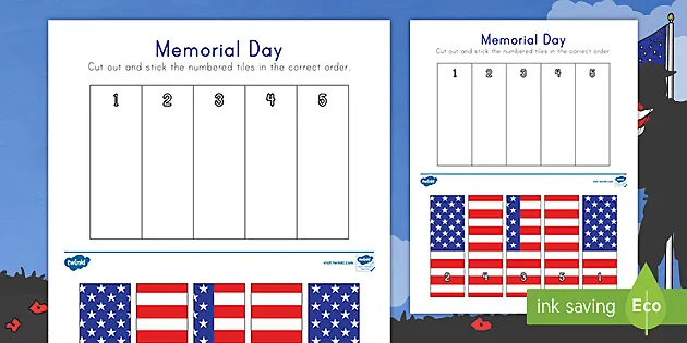 memorial day color and cut activity twinkl usa