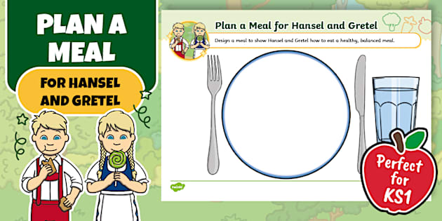 KS1 British Food Fortnight Design a Meal for Hansel and Gretel Worksheet