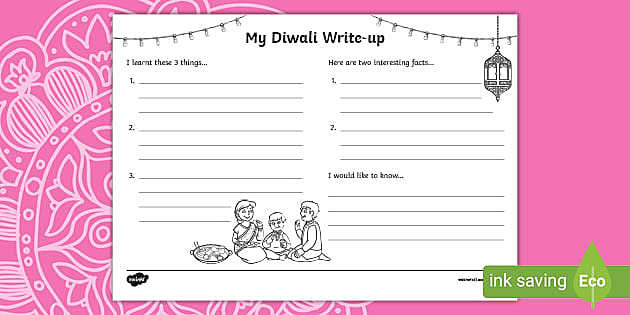 Diwali Topic Write Up Worksheet (teacher Made) - Twinkl