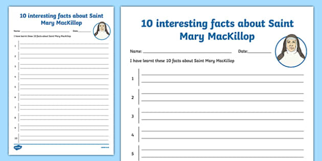 10-interesting-facts-about-saint-mary-mackillop-worksheet