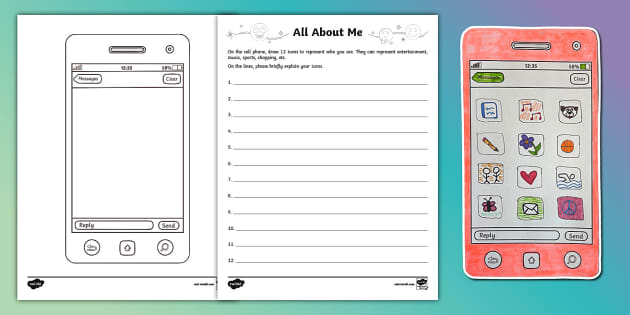 Cell Phone All About Me Worksheet (teacher made) - Twinkl