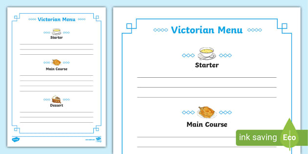 Victorian Menu Template (teacher made) - Twinkl