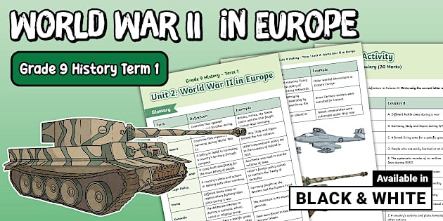 Grade 9 History Unit 2 World War II in Europe Glossary & Matching Activity