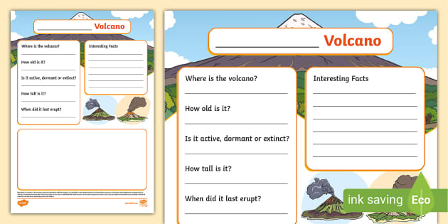 Volcanoes Fact File Template Volcano Lenseignant A Fait