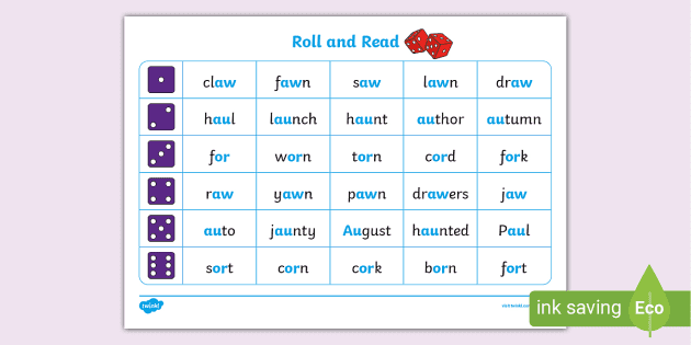 Phase 5 aw Sound Words Flashcards: Real and Nonsense Words