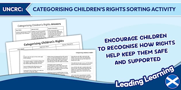 Children Rights Test Categorizing Children's Rights Worksheet