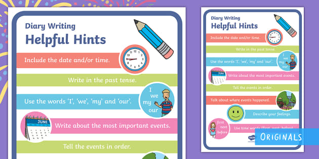Diary Writing Helpful Hints Prompt Sheet - Twinkl
