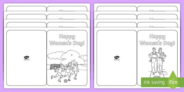 Women's Day Card Templates Coloring (Teacher-Made)