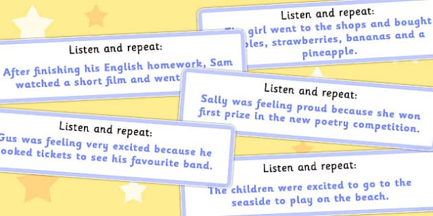Listen And Repeat 14 Word Length Sentence Cards