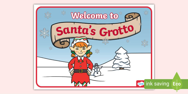 Welcome to Santa's Grotto Door Sign (Teacher-Made) - Twinkl