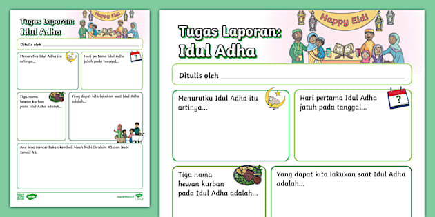 Worksheet Tugas Laporan Idul Adha (teacher made) - Twinkl