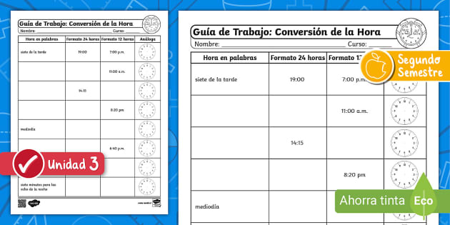 Conversiones - tiempo - worksheet