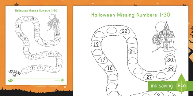 halloween missing number in sequence 1 to 30 twinkl