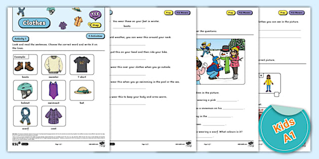 Yle Movers Clothes Vocabulary Activity Sheet Teacher Made