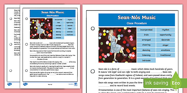 Sean-Nós Music Cloze Procedure (Teacher-Made) - Twinkl