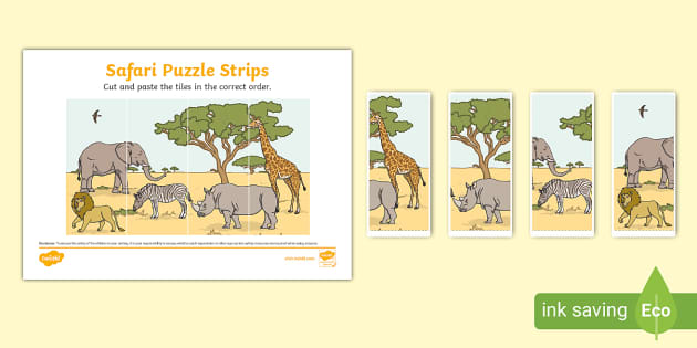 Safari Puzzle Strips (teacher made) - Twinkl