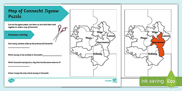 Map Of Connacht Jigsaw Puzzle Teacher Made Twinkl