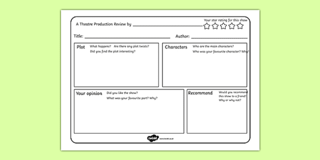 Theatre Production Review Writing Frame (teacher made)