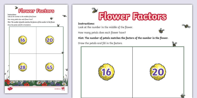 Grade 4 Maths: Factors: Flowers (teacher made) - Twinkl