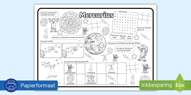 Mercurius - Aktiwiteit Mat (teacher Made) - Twinkl