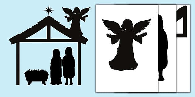 cartoon nativity scene silhouette