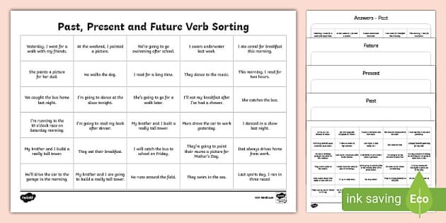 spag future present and past continuous verbs in sentences