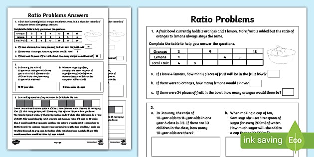 ratio problem solving worksheet