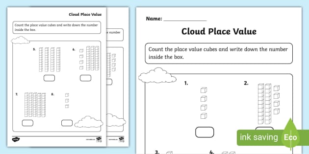 FREE! - Cloud Place Value Activity Sheet (teacher Made)