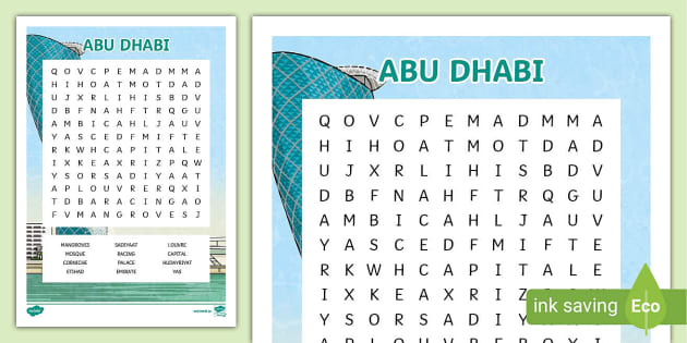Abu Dhabi Word Search (teacher made) Twinkl