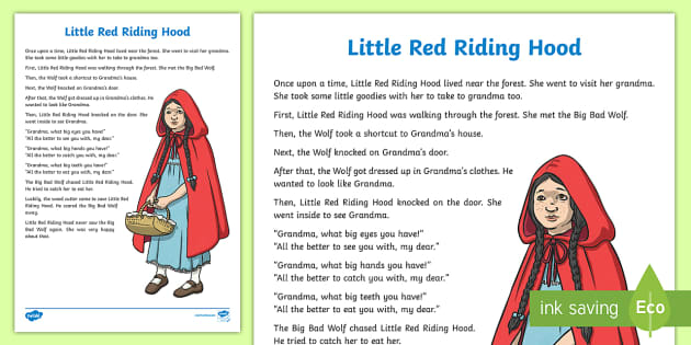little red riding hood story printable