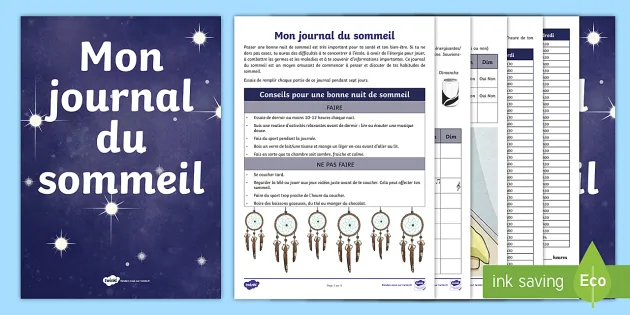Mon Journal Du Sommeil Teacher Made Mon Journal Du Sommeil Teacher Made