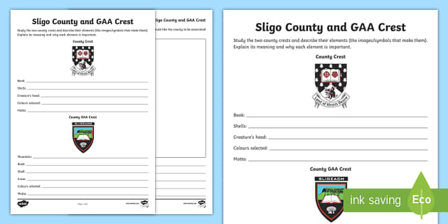 Sligo County and GAA Crest Worksheet (Hecho por educadores)