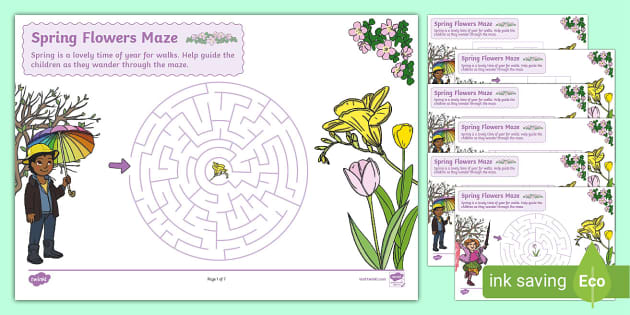 FREE! - Spring Flowers Maze Activity Worksheets, Twinkl