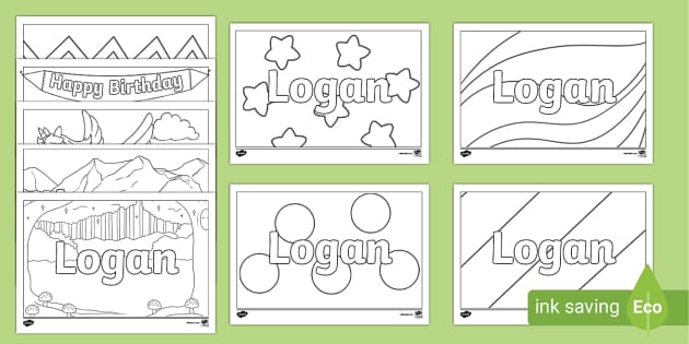 FREE! - Logan Name Simple Colouring Activity Sheets - Twinkl