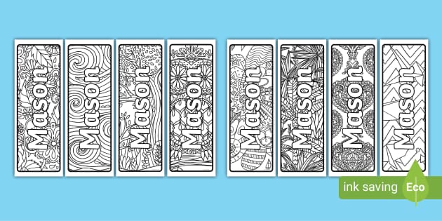 Free Mason Mindfulness Name Colouring Bookmarks Twinkl