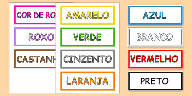 Colours Vocabulary Cards Portuguese (teacher made) - Twinkl