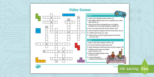 KS2 Computer Games Crossword teacher made Twinkl