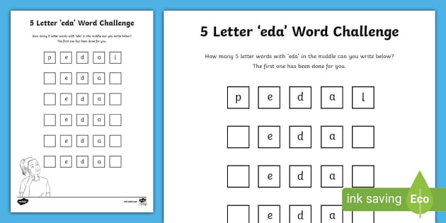 5 letter word with eda in the middle