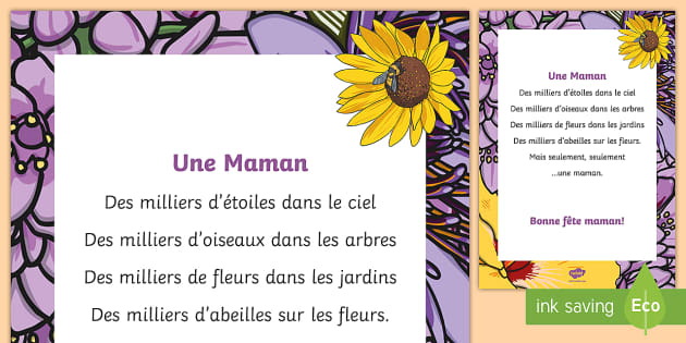 Poeme Une Maman La Fete Des Meres Teacher Made