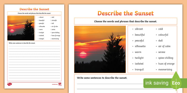 how to describe sunset creative writing