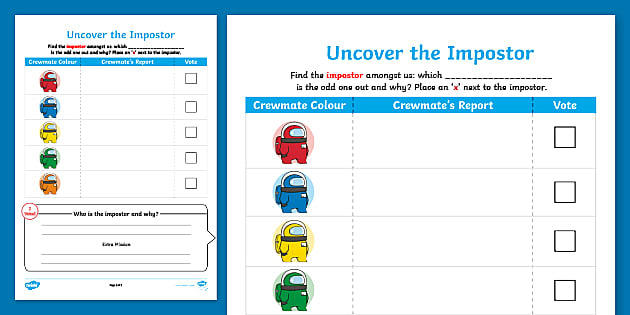 ks2 uncover the impostor editable worksheet teacher made