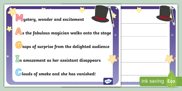 Magic Acrostic Poem and Example - KS1 - Poetry - Writing