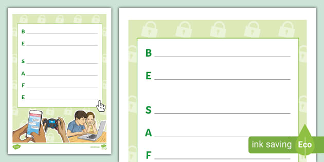 Be Safe Online Acrostic Poem Template, Online Safety