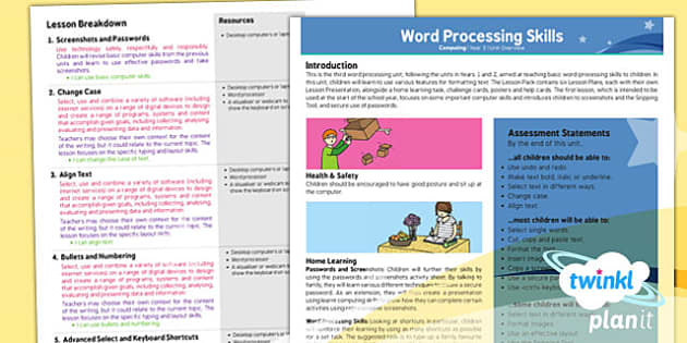 Computing: Microsoft Word Skills Year 3 Planning Overview