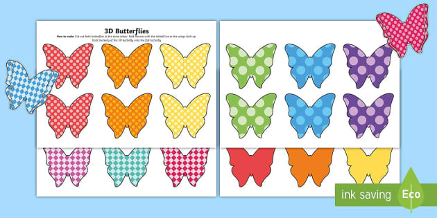 Printable 3D Butterfly Template from images.twinkl.co.uk