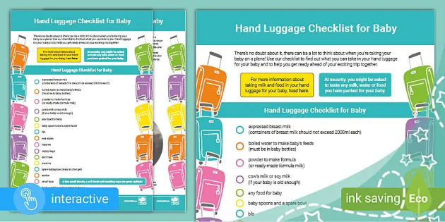 Baby Hand Luggage Checklist teacher made Twinkl