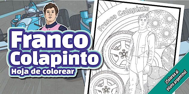 Hoja de colorear: Franco Colapinto - Piloto